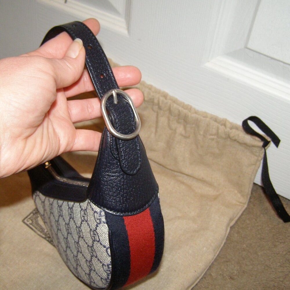 โค๏ธ๐ NEW Gucci Ophidia Mini Bag Blue GG Supreme monogram canvas SOLD OUT - Picture 8 of 13